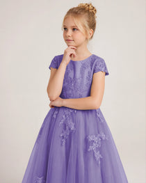 Detail Lavender Lace Flower Girls Dress