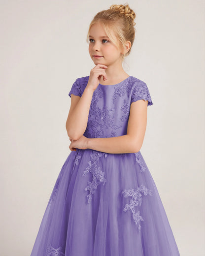Detail Lavender Lace Flower Girls Dress