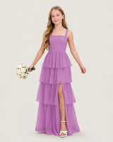Lilac Chiffon A-line Junior Bridesmaid Dress Front View