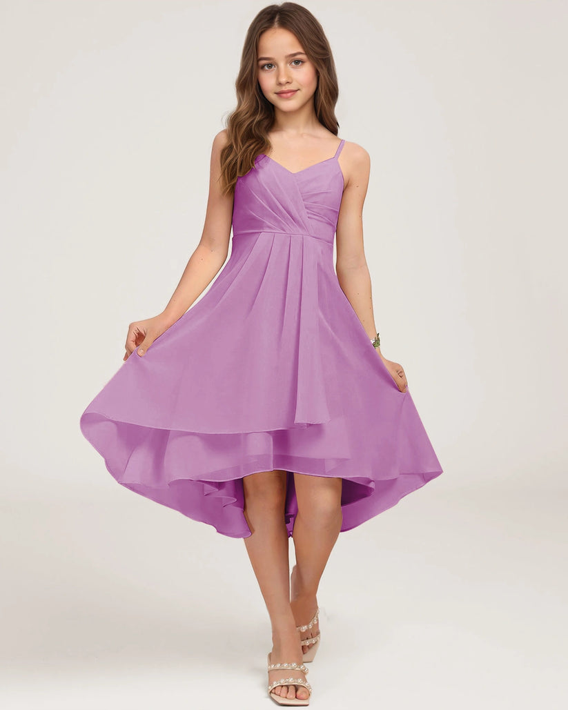 Lilac Chiffon A-line Junior Bridesmaid Dress Front View