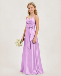 Lilac Satin Junior Bridesmaid Dress