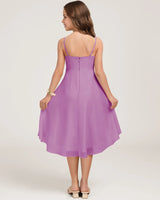 Lilac Chiffon A-line Junior Bridesmaid Dress Back View