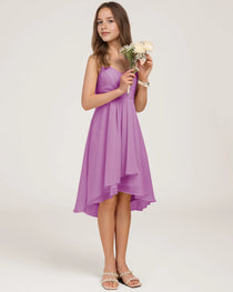 Side Lilac Chiffon Junior Bridesmaid Dress