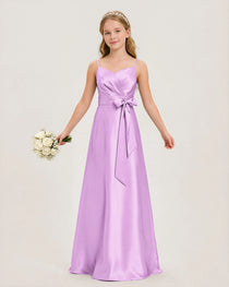 Lilac Satin Junior Bridesmaid Dress