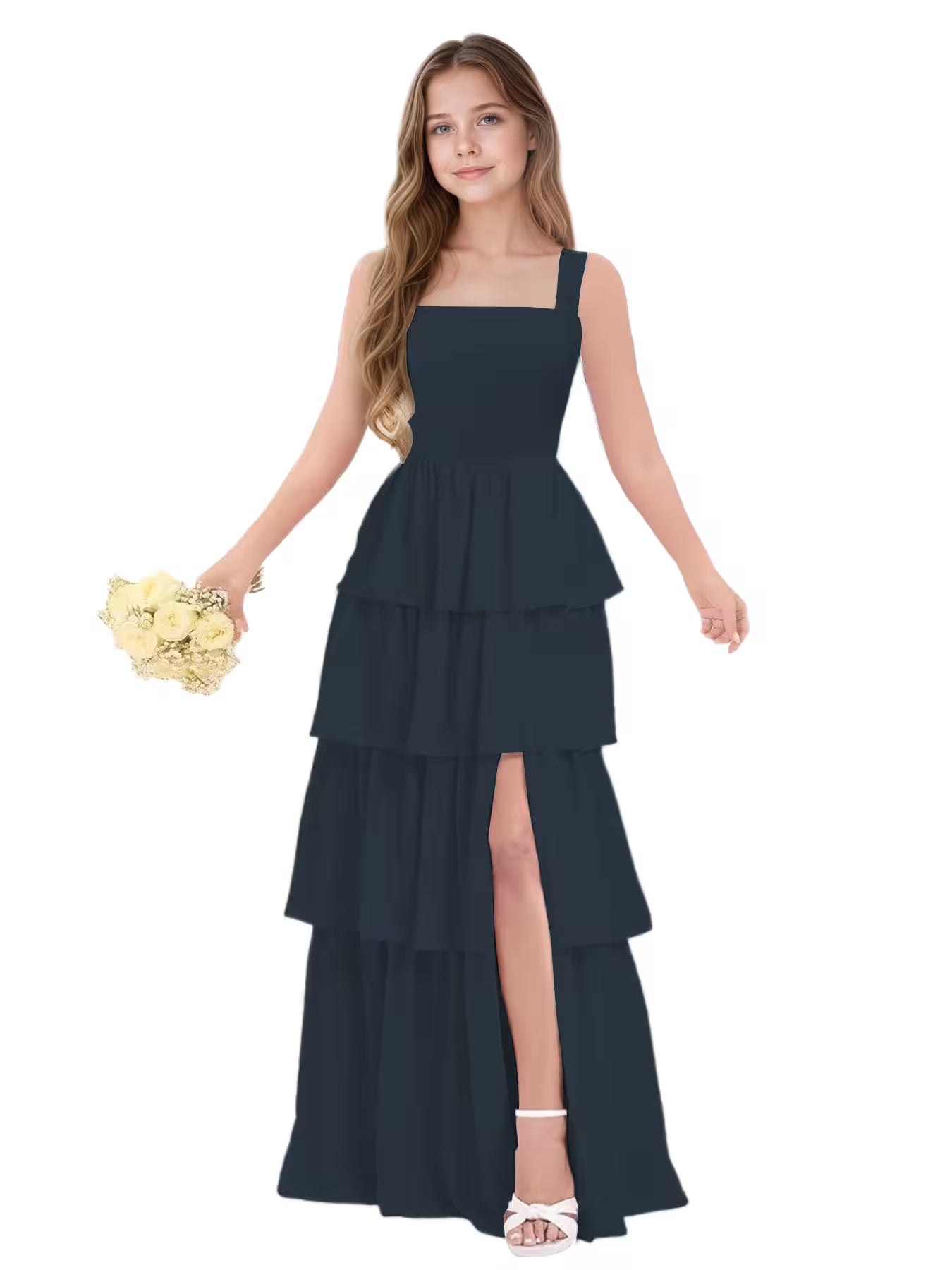 Navy Blue Junior Bridesmaid Dress for Girls