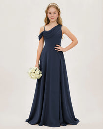 Navy Blue Chiffon Junior Bridesmaid Dress