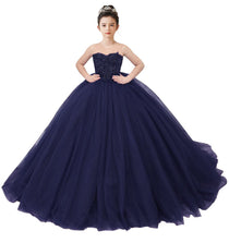 Dideyttawl 2026 Spring Embroidery Lace Appliqued Tulle Pageant Dress Puffy Princess Dress Strapless Full Length Pageant Dress