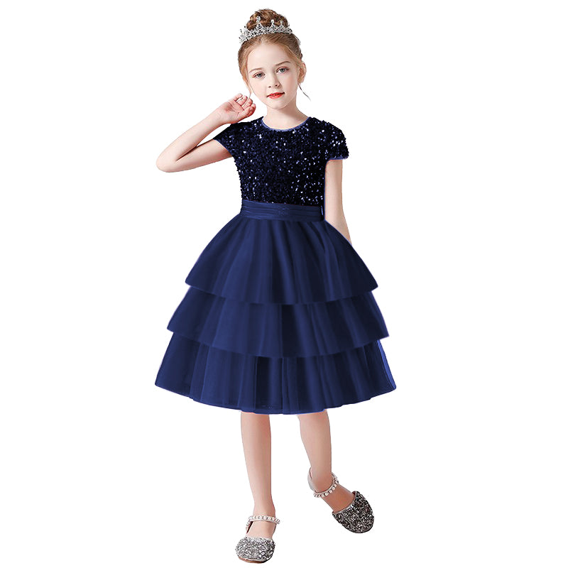 Dideyttawl Cupcake Dresses For Kids Short Mini Birthday Party Gowns Tulle Tutu Dress Sequins Short Dress For Flower Girls Princess Dress, Navy Blue / Dideyttawl Cupcake Dresses For Kids Short Mini Birthday Party Gowns Tulle Tutu Dress Sequins Short Dress For Flower Girls Princess Dress, Navy Blue /