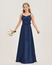Navy Blue Satin Junior Bridesmaid Dress
