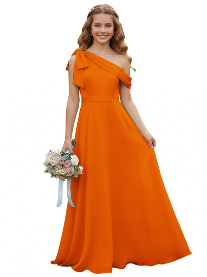 dideyttawl One Shoulder Junior Bridesmaid Dresses for Girls 4-16 Chiffon  A-Line Pageant Formal Party Ball Dress 2562