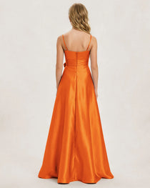 Orange Satin Junior Bridesmaid Dress