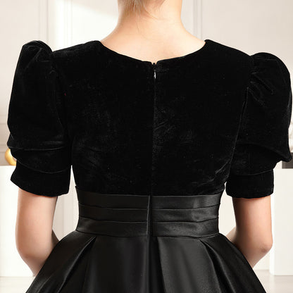 dideyttawl Velvet Junior Bridesmaid Dresses A-Line Satin Flower Girl Dress 2540