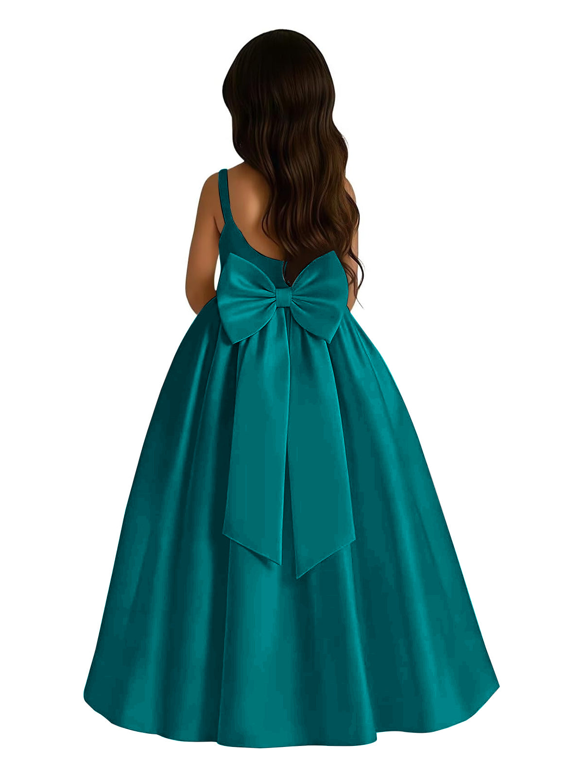 dideyttawl Satin Flower Girl Dresses with Bow Elegant Communion Dress for Girls A-Line Formal Party Gown with Bow