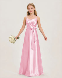 Pink Satin Junior Bridesmaid Dress