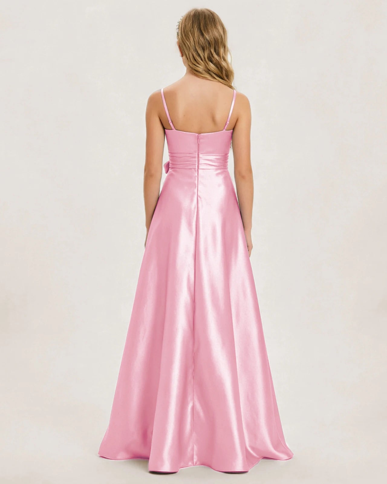 Pink Satin Junior Bridesmaid Dress