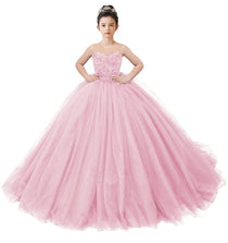Dideyttawl 2026 Spring Embroidery Lace Appliqued Tulle Pageant Dress Puffy Princess Dress Strapless Full Length Pageant Dress