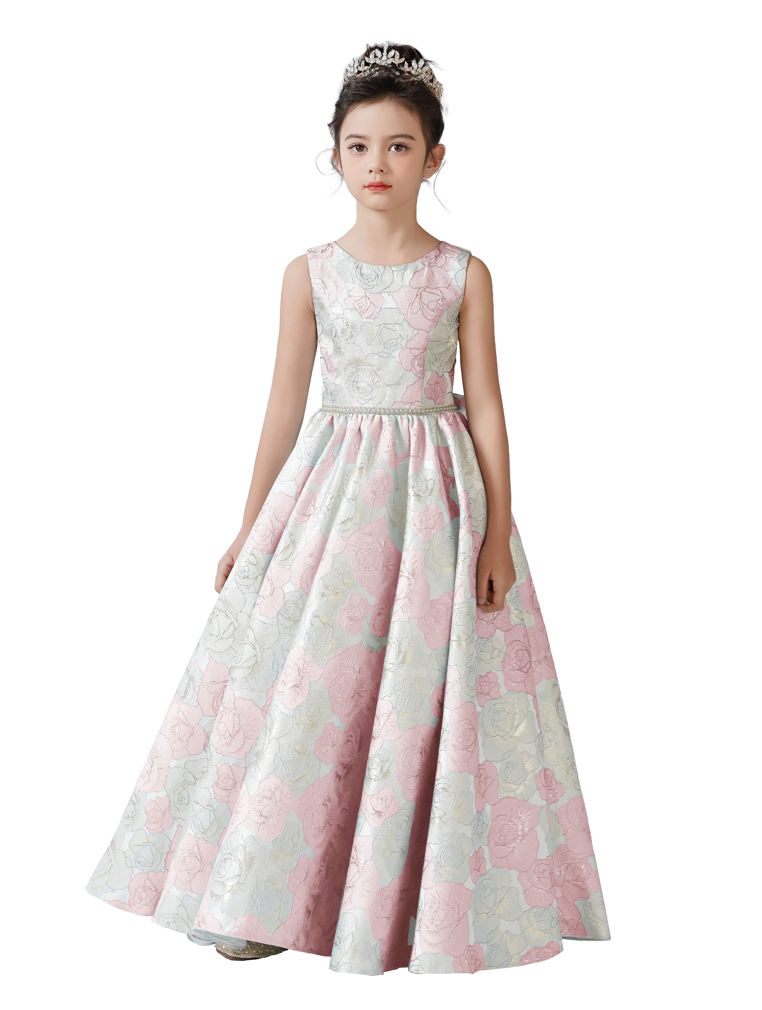 Dideyttawl Satin Girls Formal Dress for Wedding Pageant Special Occasion Ball Gown 750