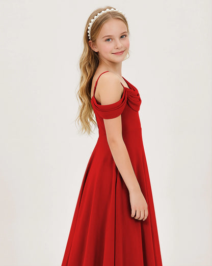 Red Chiffon A-line Junior Bridesmaid Dress Side View