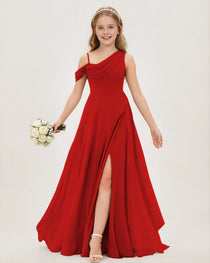 Red Chiffon Junior Bridesmaid Dress