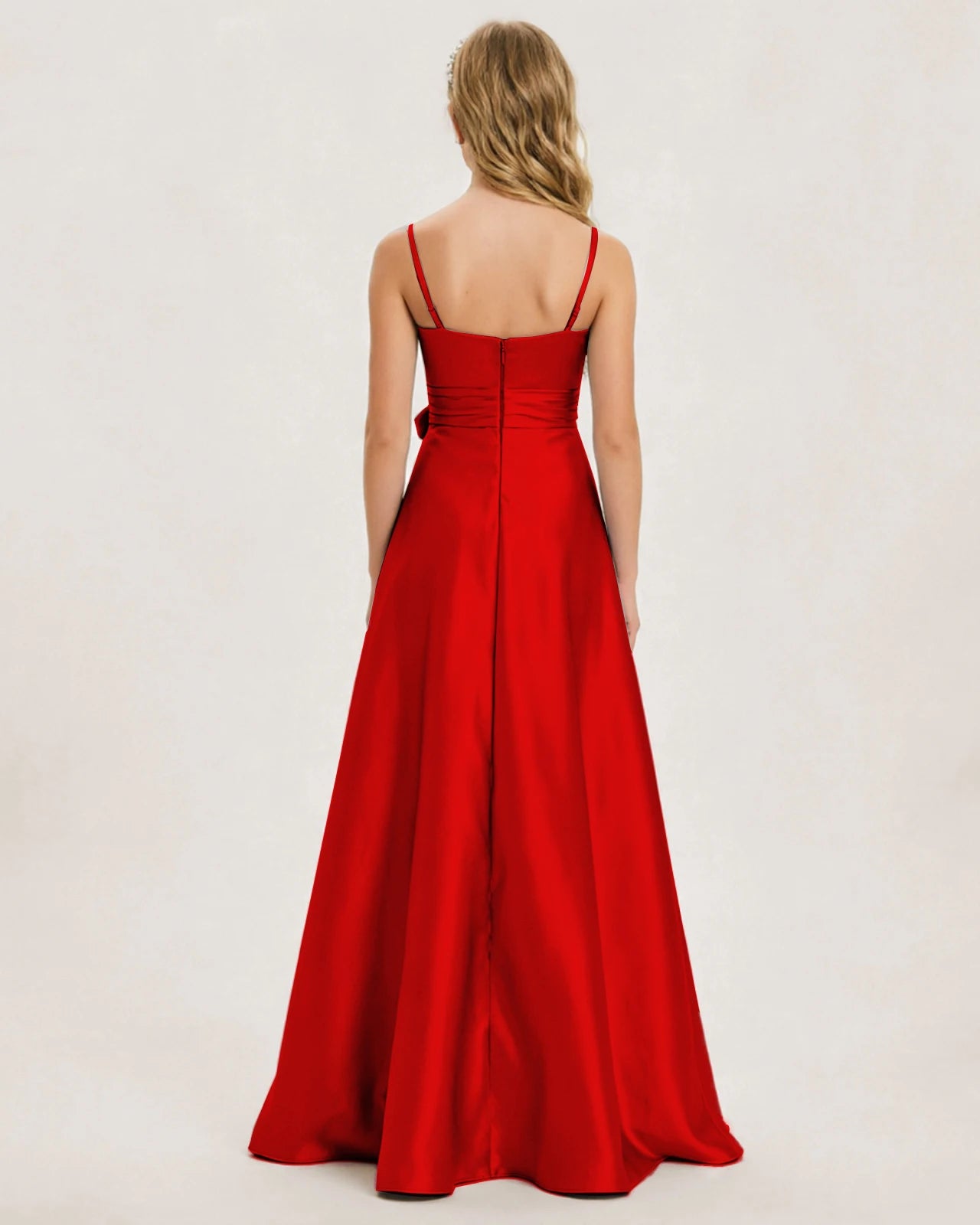 Red Satin Junior Bridesmaid Dress