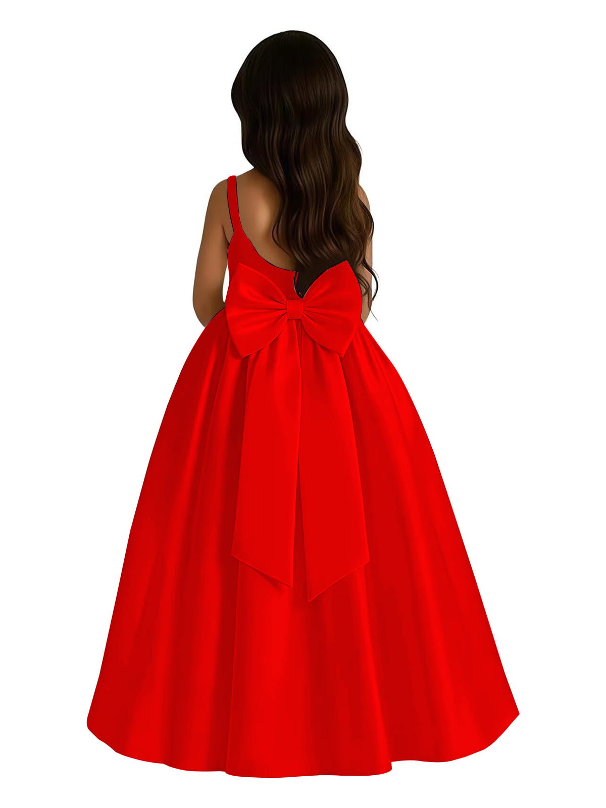 dideyttawl Satin Flower Girl Dresses with Bow Elegant Communion Dress for Girls A-Line Formal Party Gown with Bow