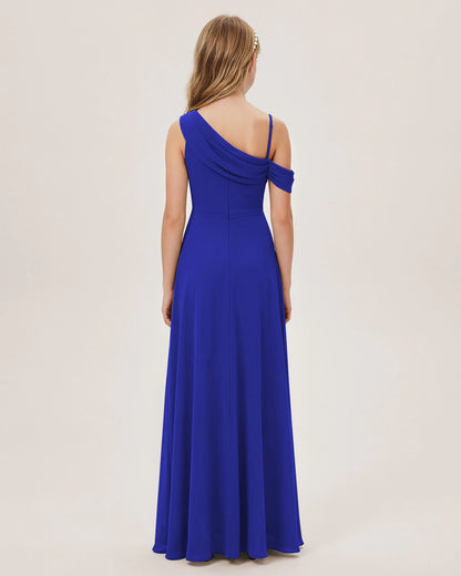 Royal Blue Chiffon A-line Junior Bridesmaid Dress Back View