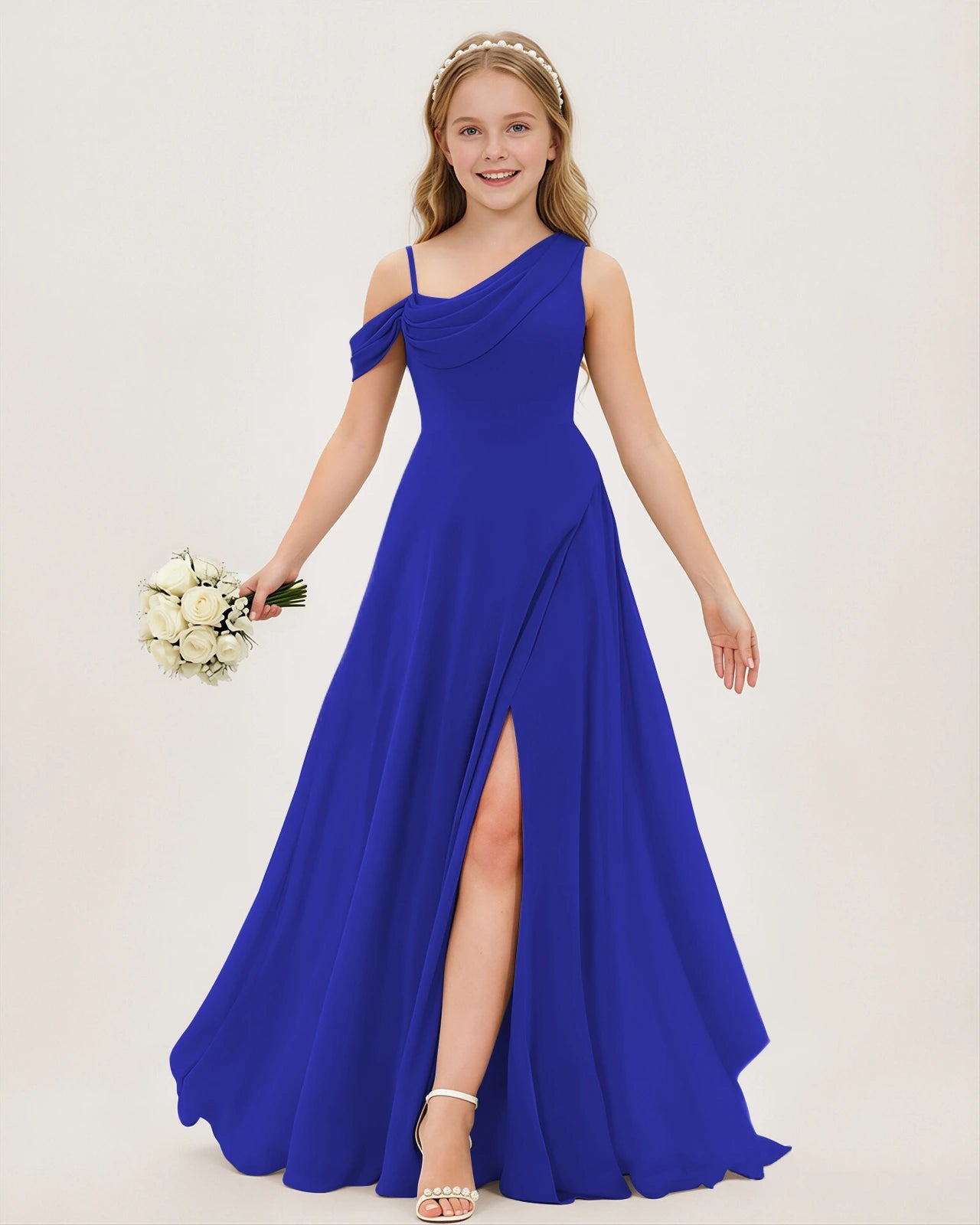 Cowl Neck Junior Bridesmaid | Chiffon Flower Girl Dress