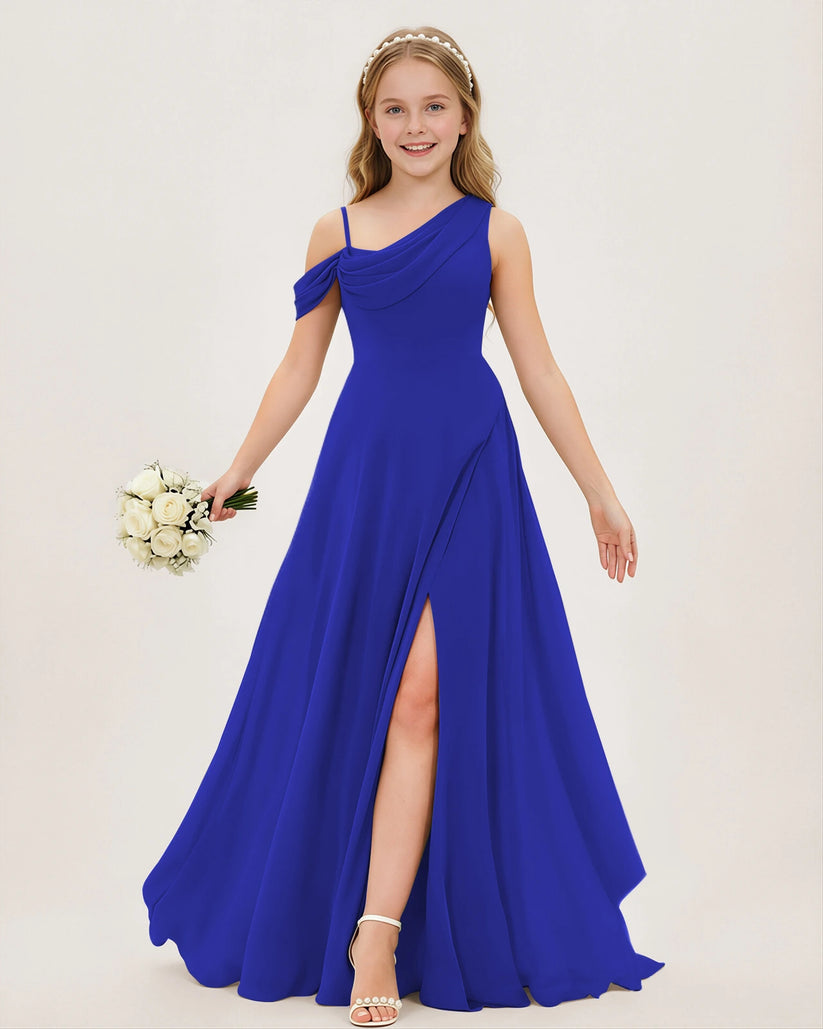 Royal Blue Chiffon A-line Junior Bridesmaid Dress Front View
