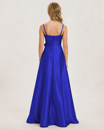 Royal Blue Satin Junior Bridesmaid Dress