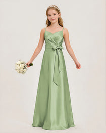 Sage Green Satin Junior Bridesmaid Dress