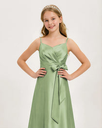 Sage Green Satin Junior Bridesmaid Dress