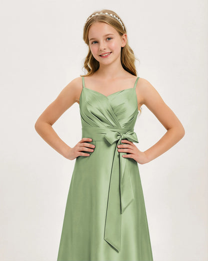 Sage Green Satin Junior Bridesmaid Dress