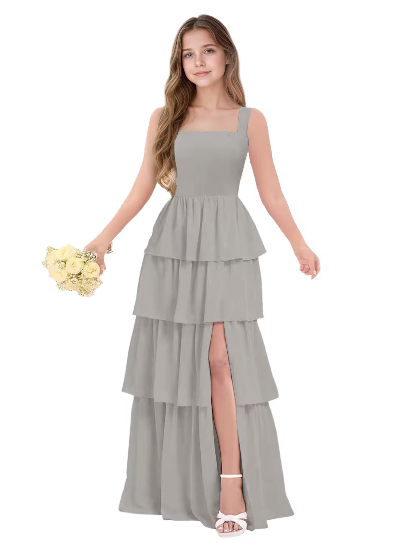 Silver Junior Bridesmaid Dress for Girls