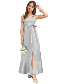 Dideyttawl Junior Bridesmaid Dresses with Slit  Satin Formal Gown for Girls 2529