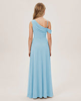 Sky Blue Chiffon A-line Junior Bridesmaid Dress Back View