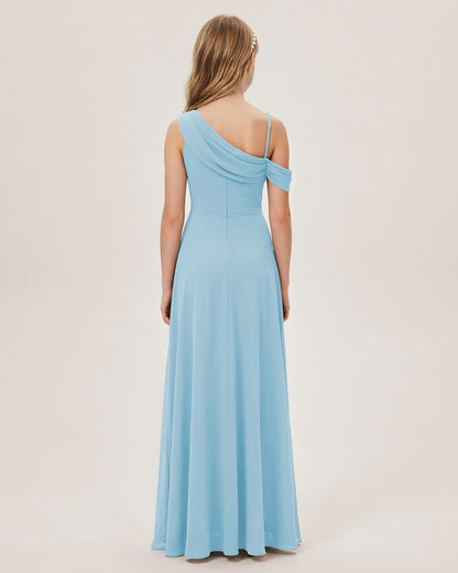 Sky Blue Chiffon A-line Junior Bridesmaid Dress Back View