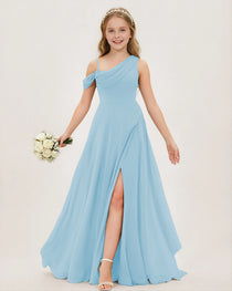 Sky Blue Chiffon Junior Bridesmaid Dress