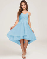 Sky Blue Chiffon A-line Junior Bridesmaid Dress Front View