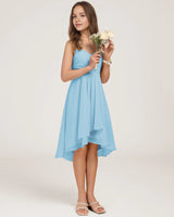 Sky Blue Chiffon A-line Junior Bridesmaid Dress Front View