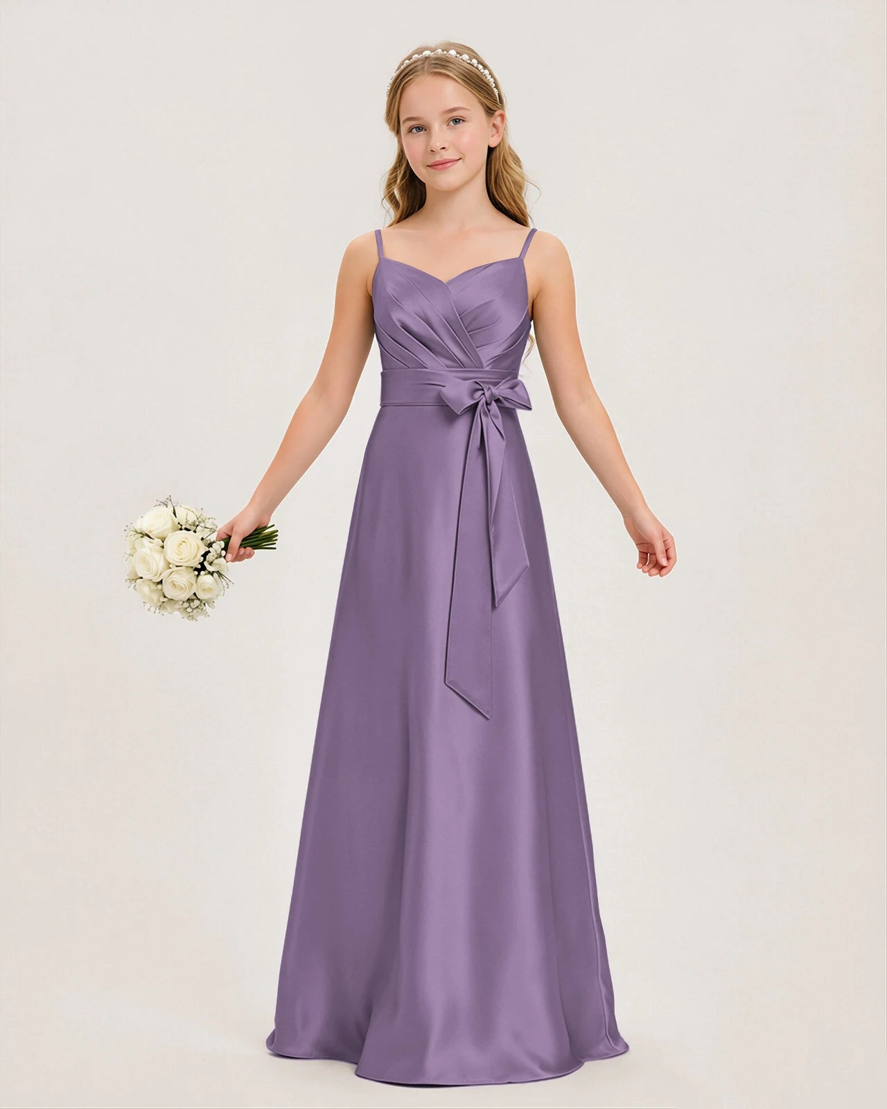 Wisteria Satin Junior Bridesmaid Dress