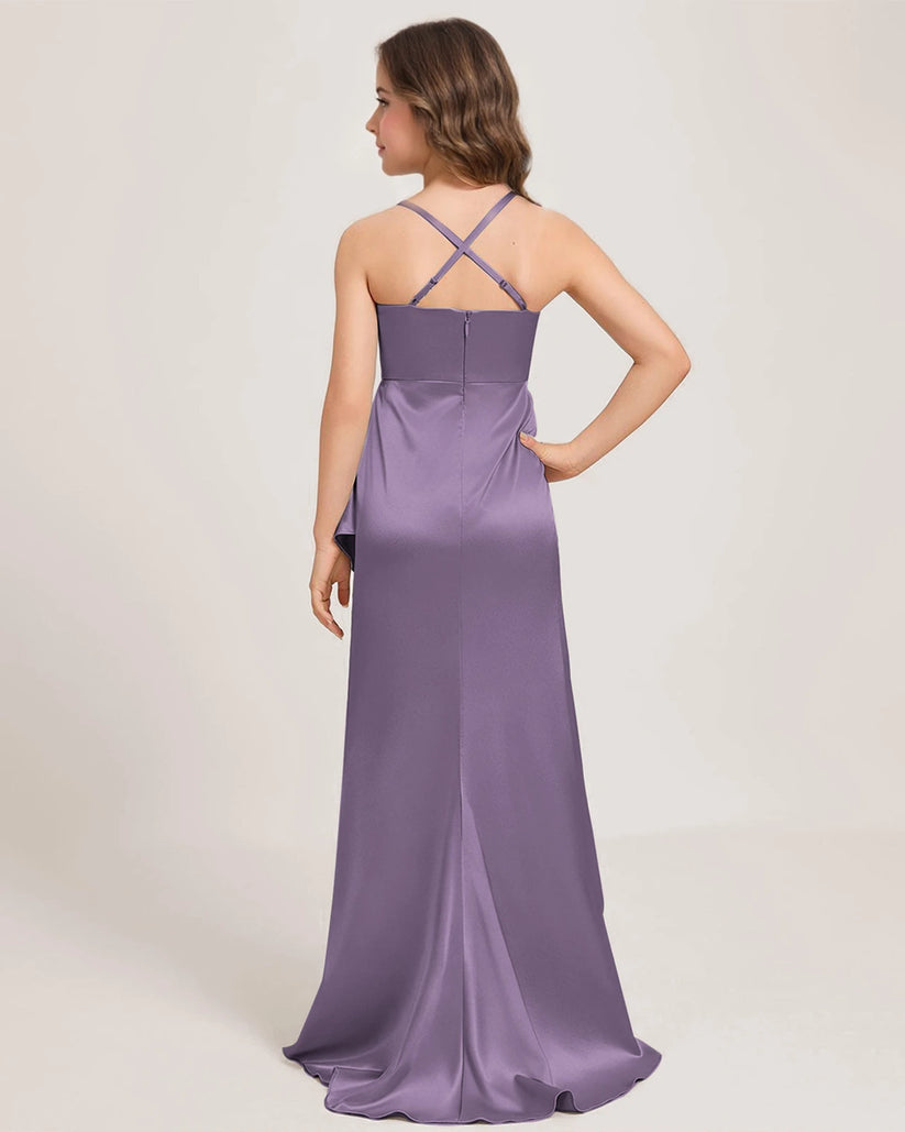 Wisteria Satin A-line Girls Formal Dress Back View