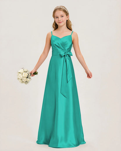Turquoise Satin Junior Bridesmaid Dress