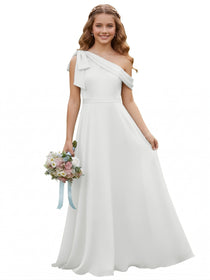 dideyttawl One Shoulder Junior Bridesmaid Dresses for Girls 4-16 Chiffon  A-Line Pageant Formal Party Ball Dress 2562