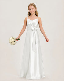 White Satin Junior Bridesmaid Dress