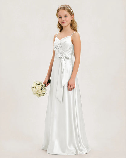 White Satin Junior Bridesmaid Dress