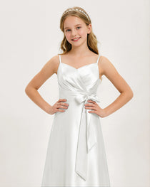 White Satin Junior Bridesmaid Dress