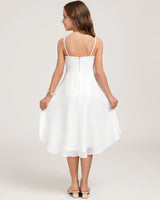 White Chiffon A-line Junior Bridesmaid Dress Back View