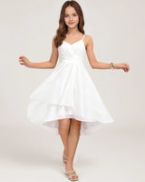 White Chiffon A-line Junior Bridesmaid Dress Front View