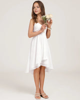 White Chiffon A-line Junior Bridesmaid Dress Front View