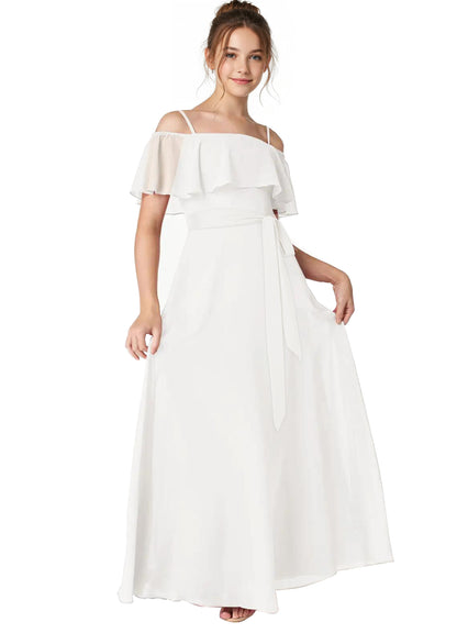 dideyttawl Spaghetti Straps Junior Bridesmaid Dresses for Wedding A-Line Chiffon Pageant Girls Formal Party Dress 003